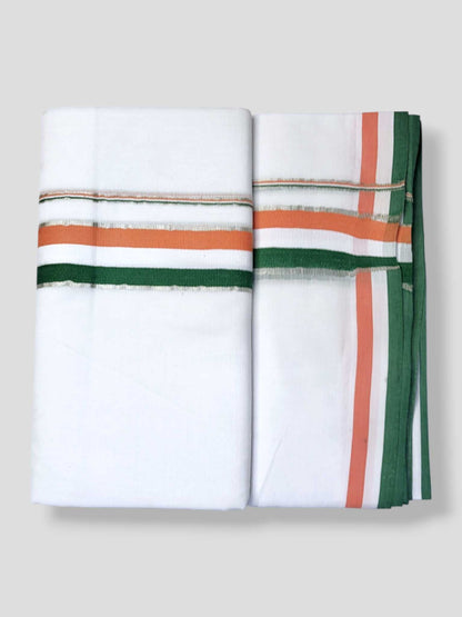 Pure White Cotton Men's Double Dhoti