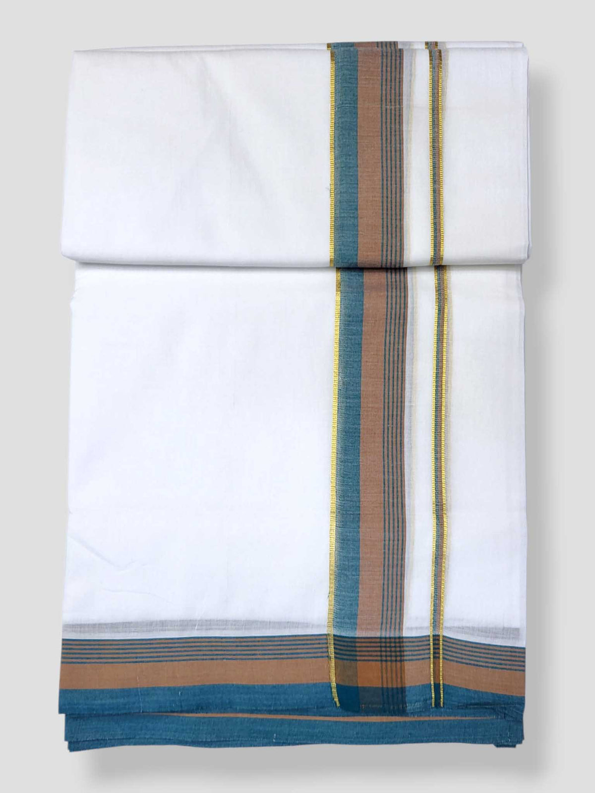 Pure White Cotton Men's Double Dhoti