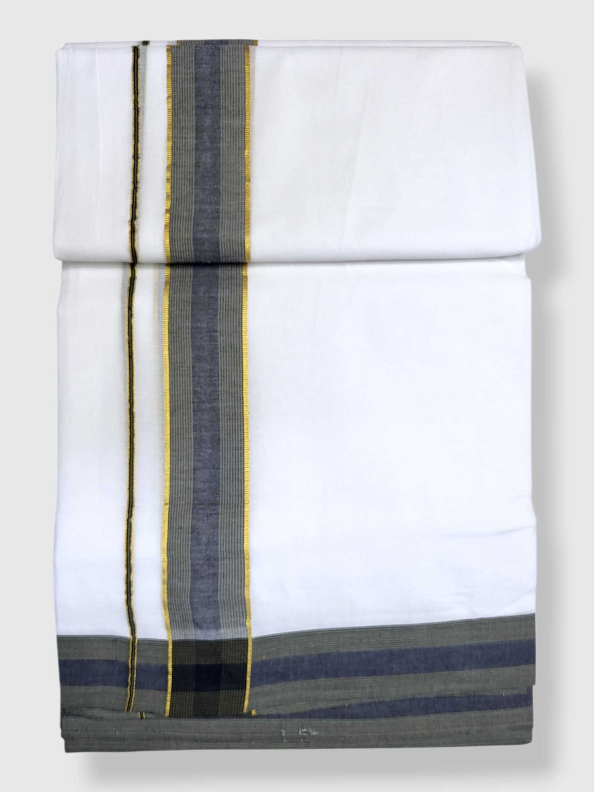 Pure White Cotton Men's Double Dhoti
