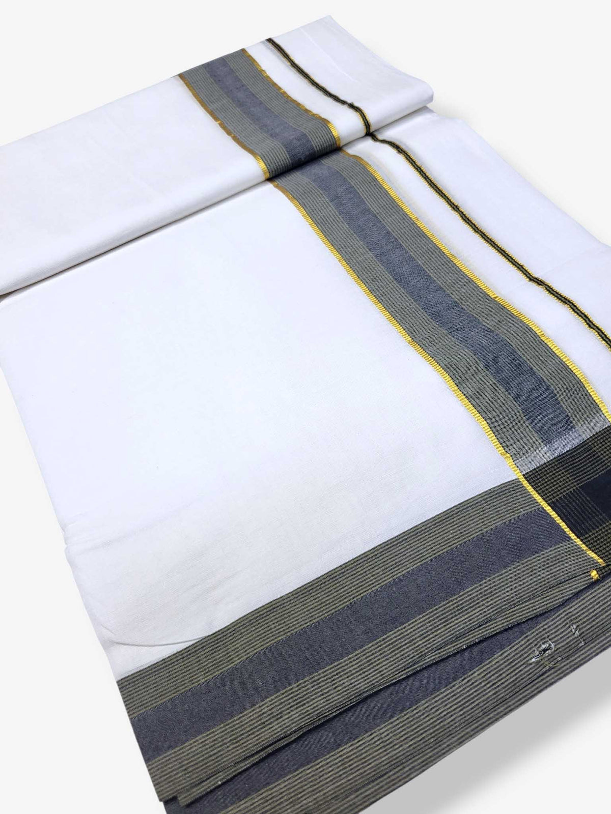 Pure White Cotton Men's Double Dhoti