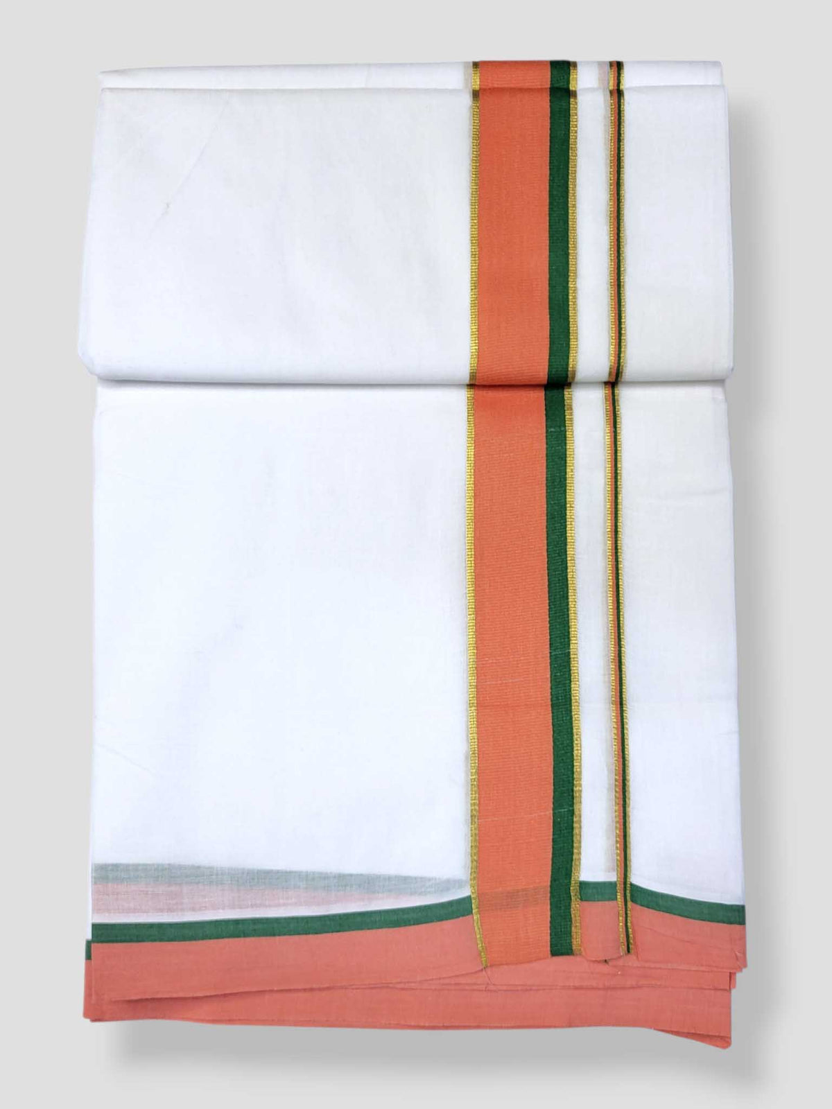 Pure White Cotton Men's Double Dhoti