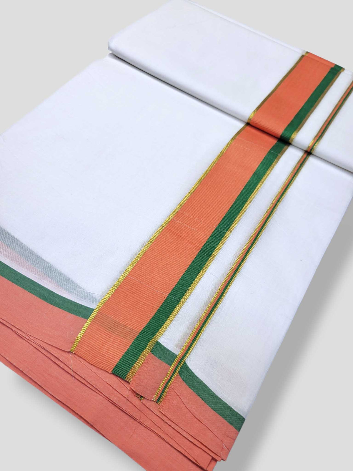 Pure White Cotton Men's Double Dhoti