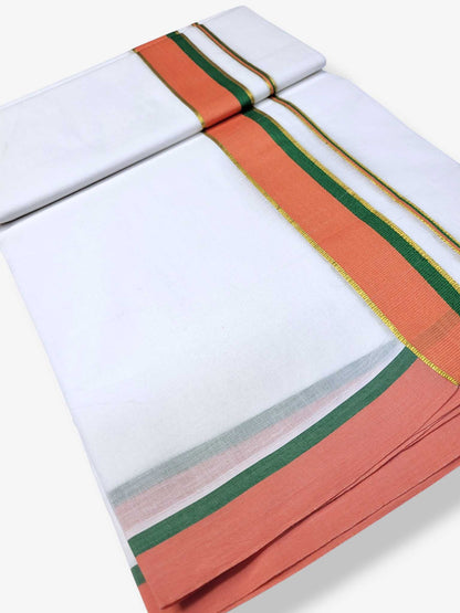 Pure White Cotton Men's Double Dhoti