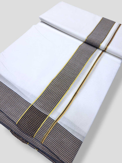 Pure White Cotton Men's Double Dhoti