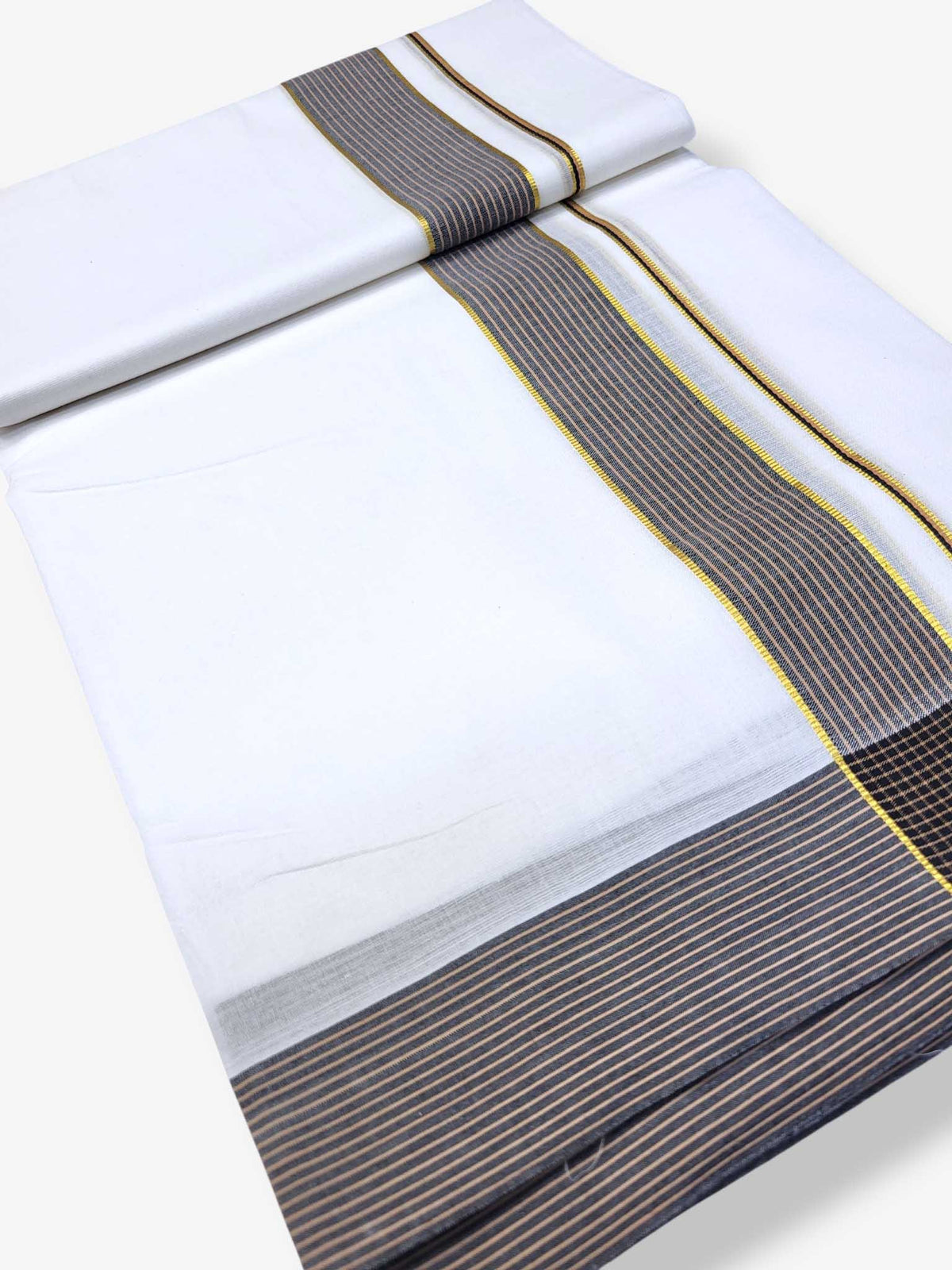 Pure White Cotton Men's Double Dhoti
