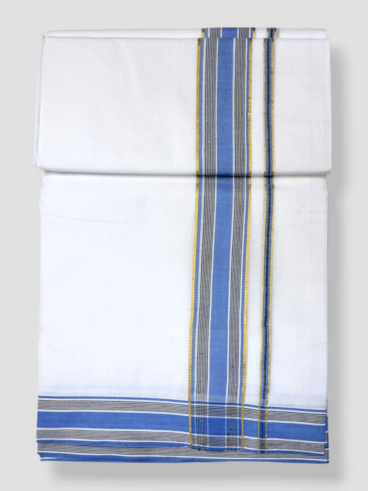 Pure White Cotton Men's Double Dhoti