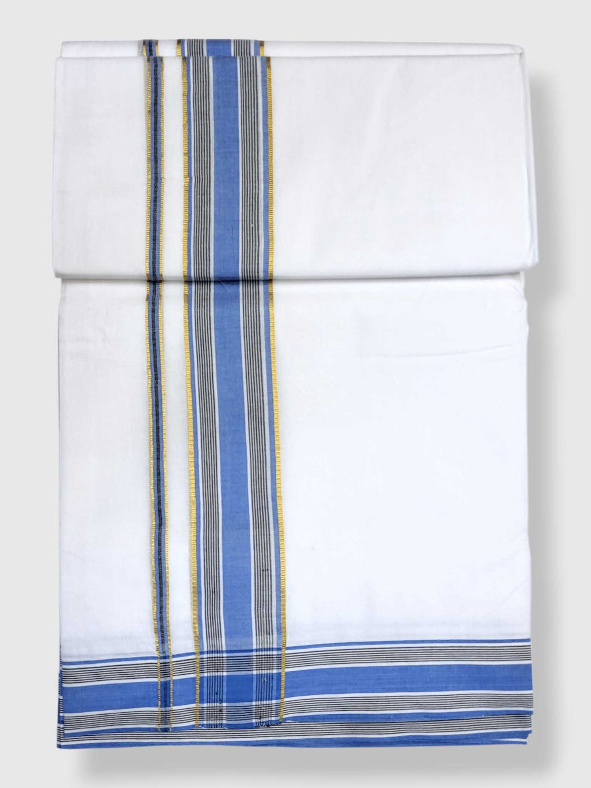 Pure White Cotton Men's Double Dhoti
