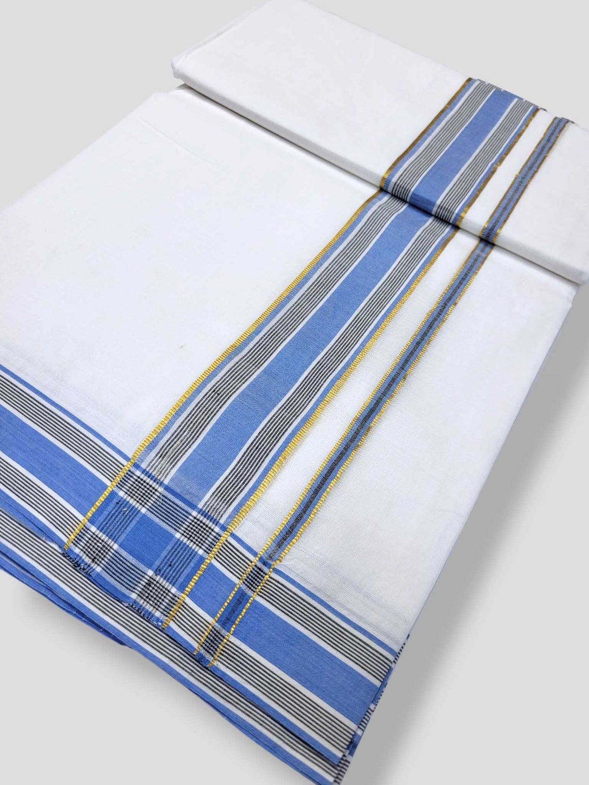 Pure White Cotton Men's Double Dhoti