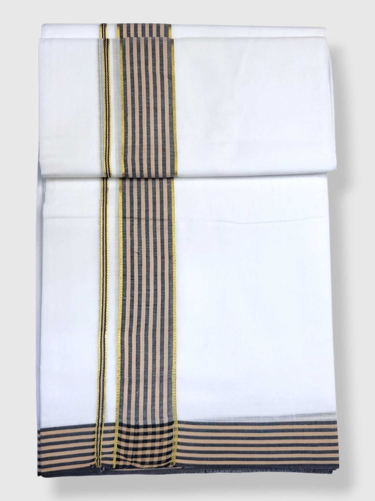 Pure White Cotton Men's Double Dhoti