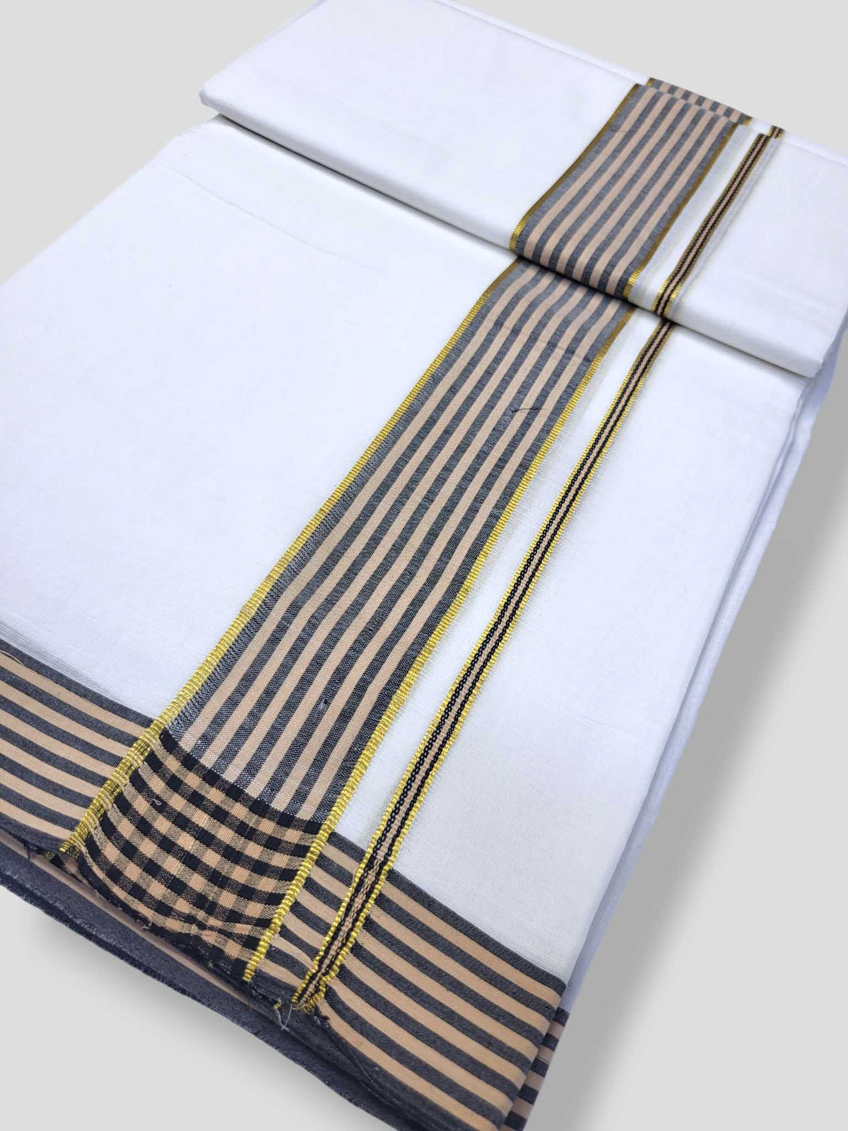 Pure White Cotton Men's Double Dhoti