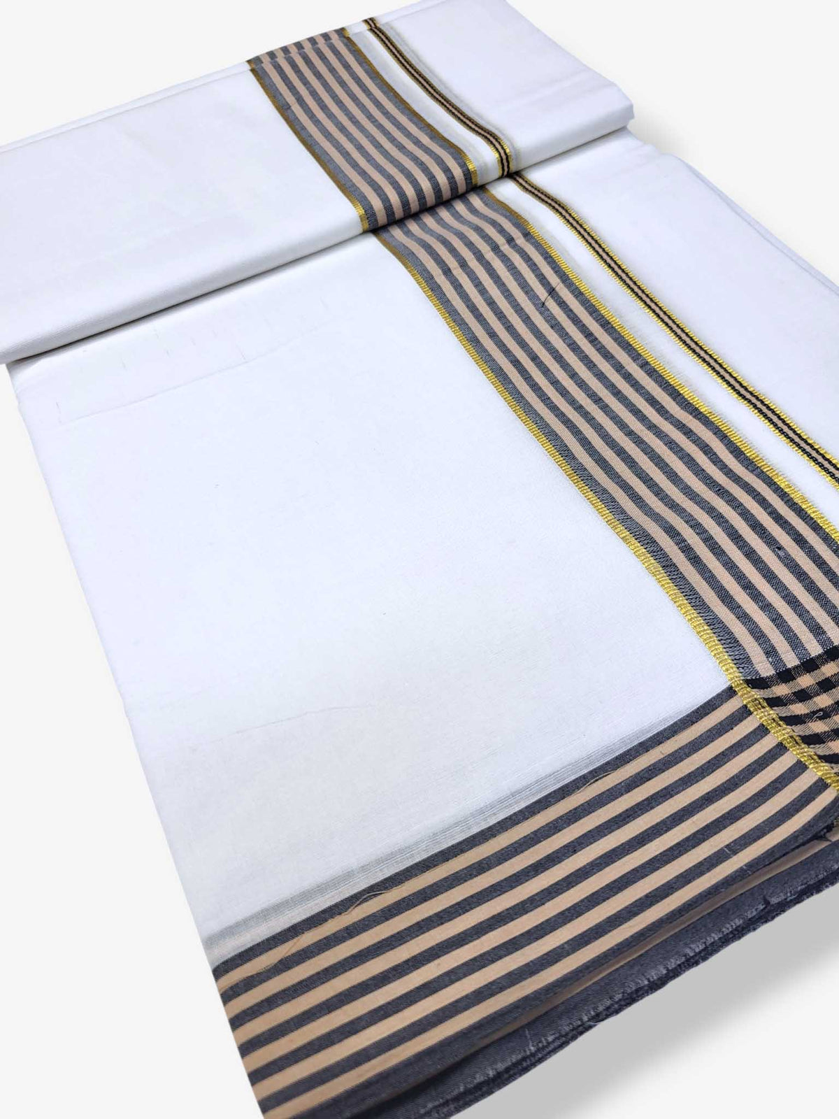 Pure White Cotton Men's Double Dhoti