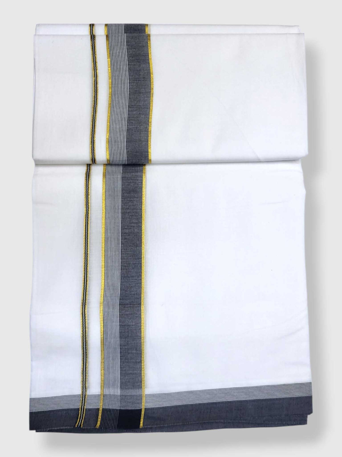 Pure White Cotton Men's Double Dhoti
