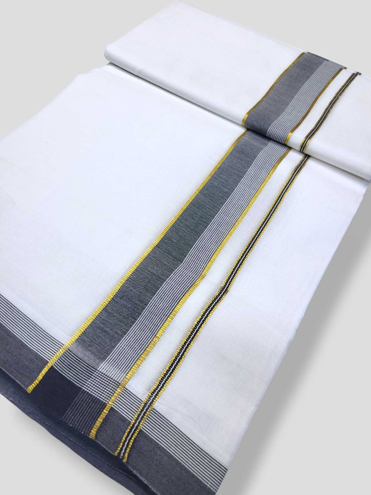 Pure White Cotton Men's Double Dhoti