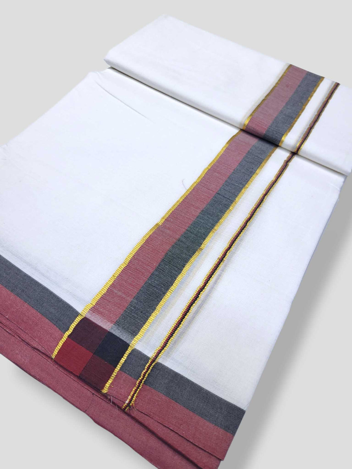 Pure White Cotton Men's Double Dhoti