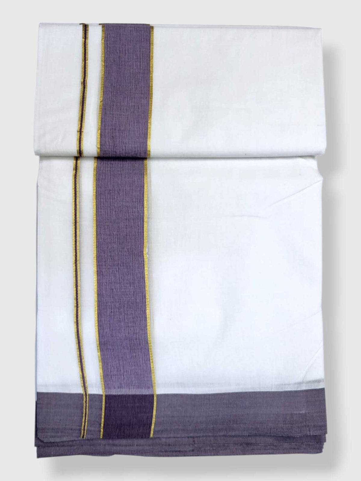 Pure White Cotton Men's Double Dhoti