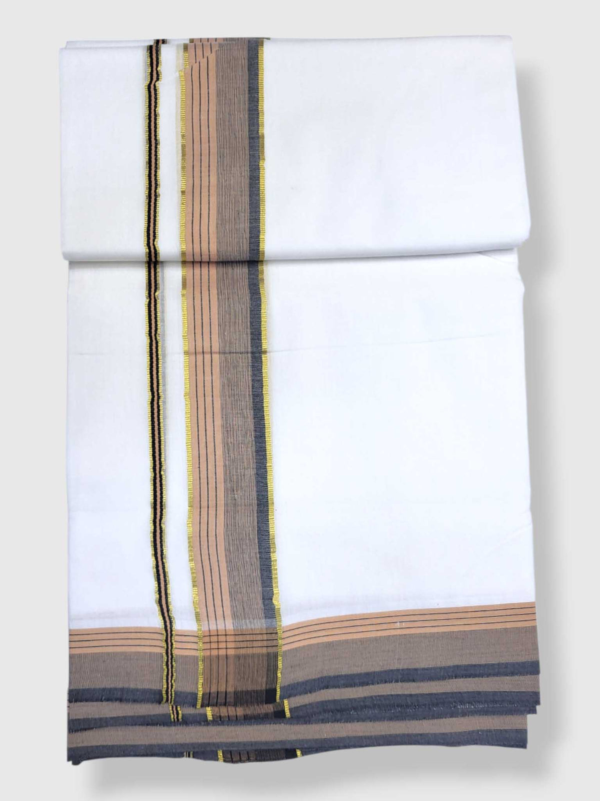 Pure White Cotton Men's Double Dhoti