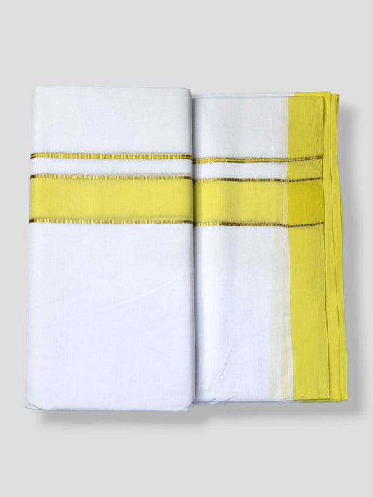 Pure White Cotton Men's Double Dhoti