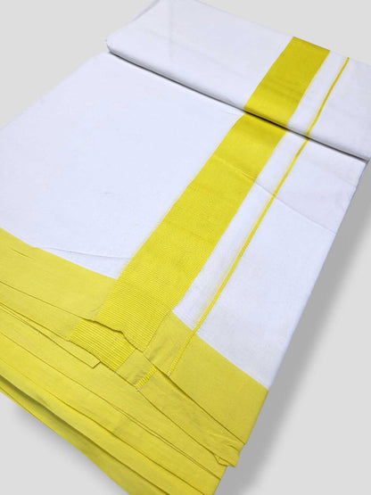 Pure White Cotton Men's Double Dhoti