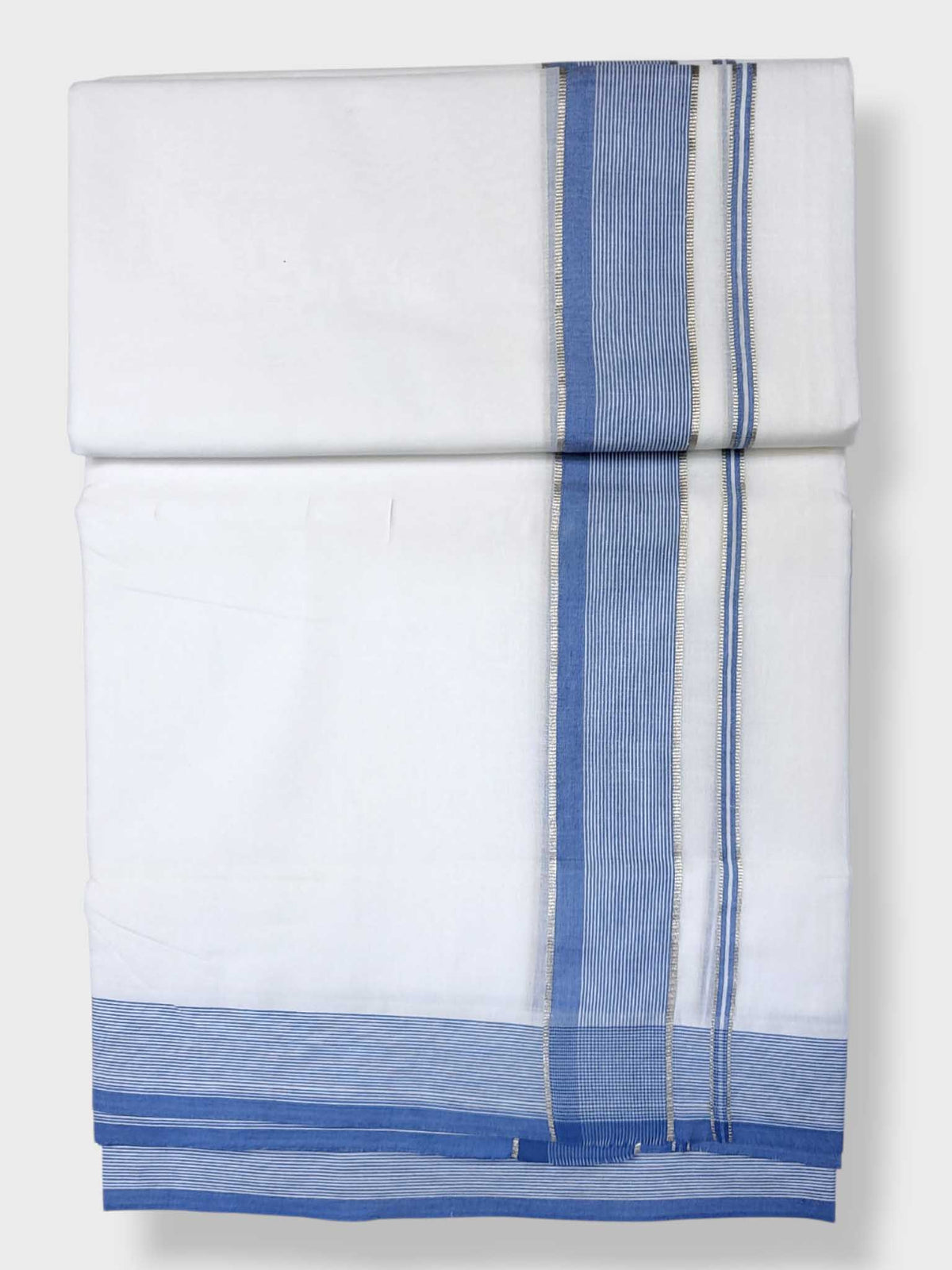 Pure White Cotton Men's Double Dhoti