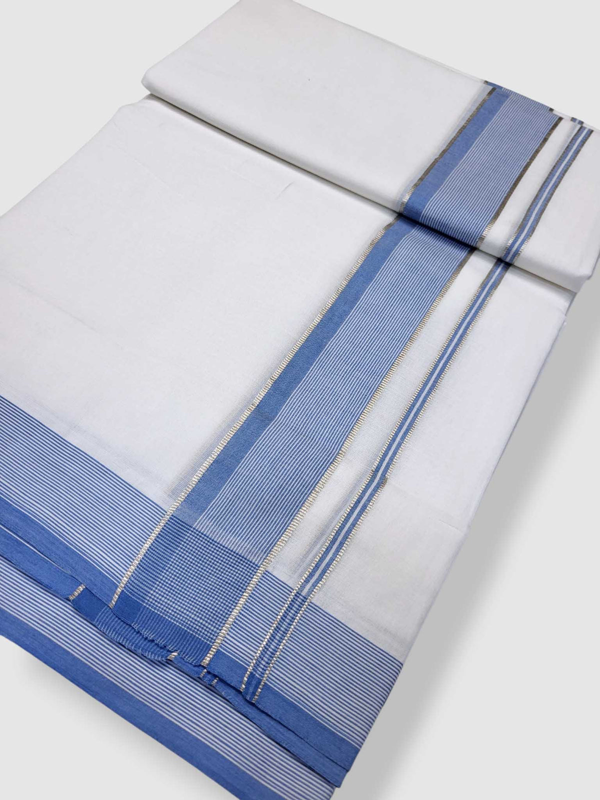 Pure White Cotton Men's Double Dhoti