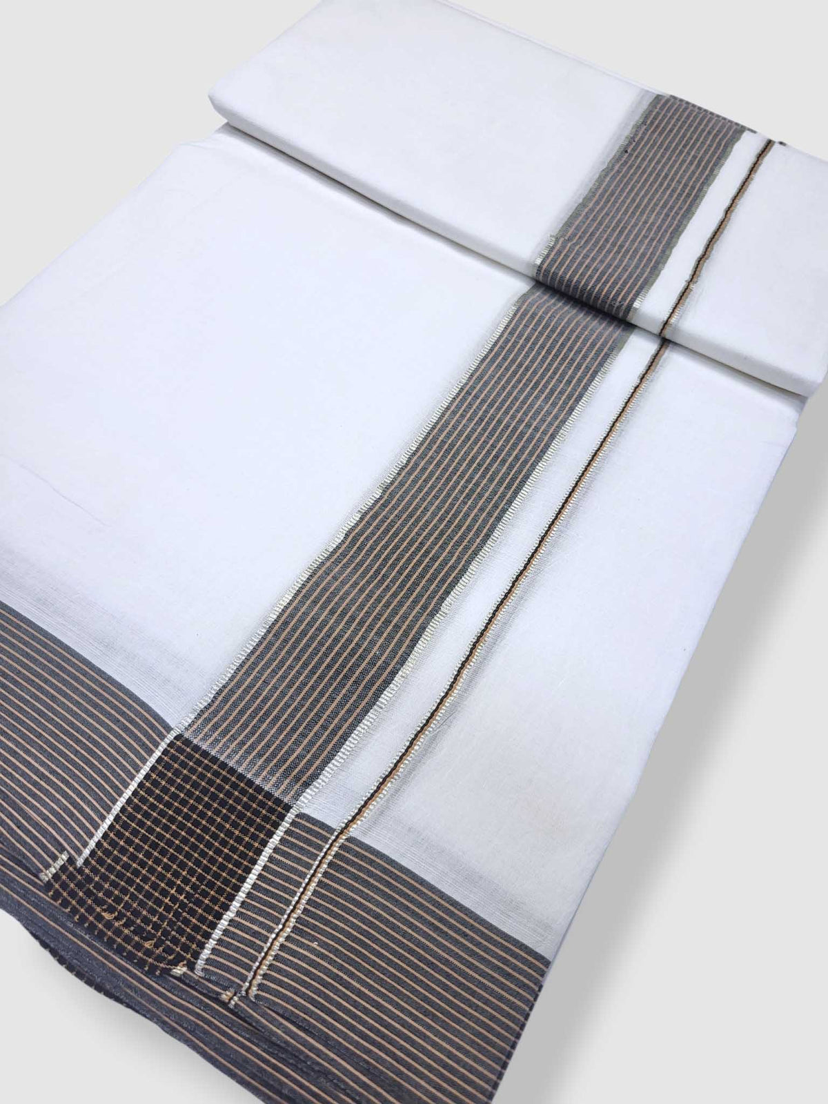 Pure White Cotton Men's Double Dhoti