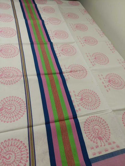 Balaramapuram Printed Kerala Saree for Women
