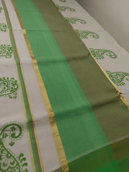 Balaramapuram Printed Kerala Saree for Women