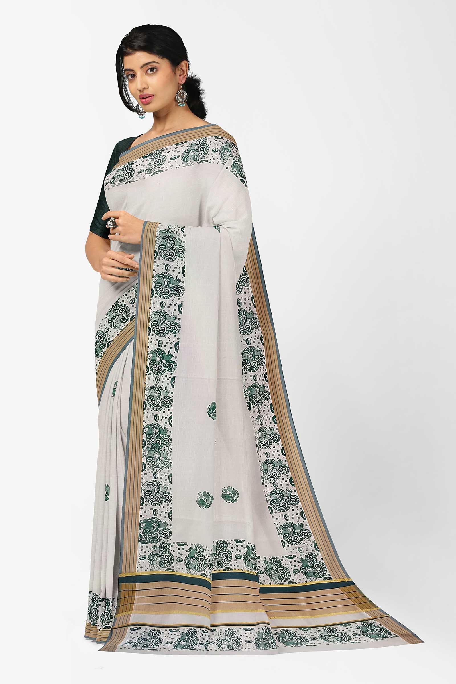 Balaramapuram Printed Kerala Saree for Women