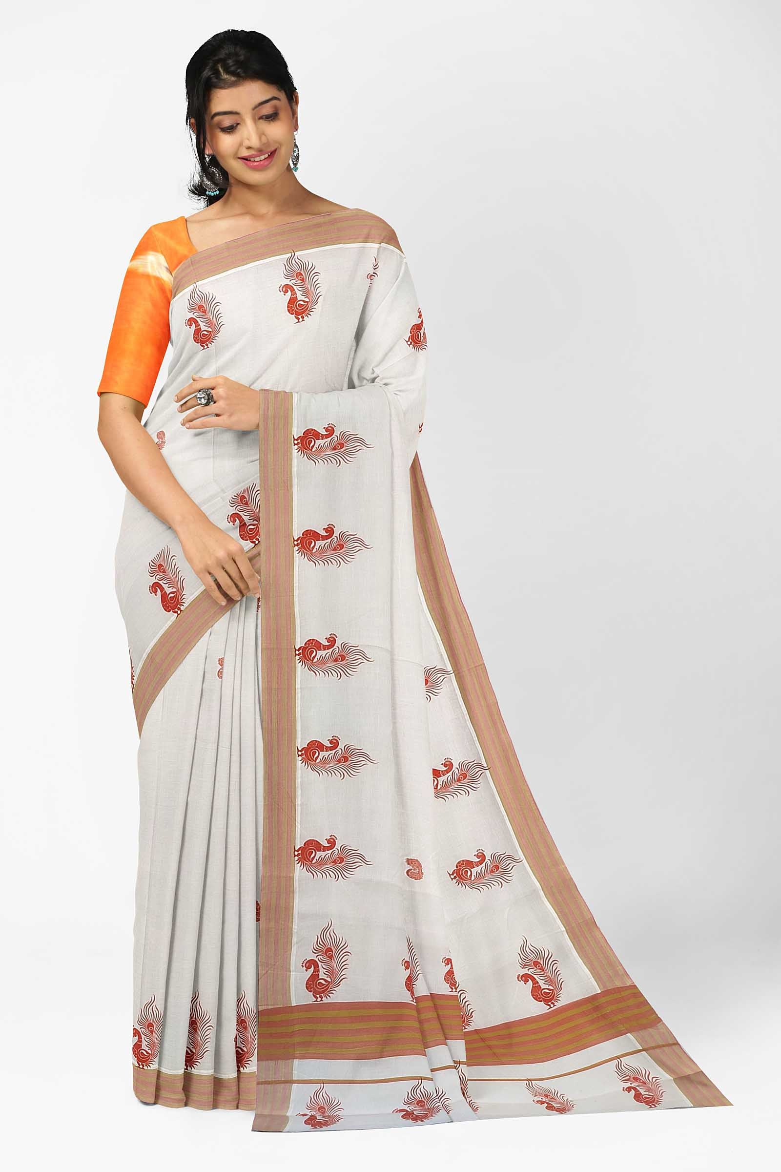 Balaramapuram Printed Kerala Saree for Women