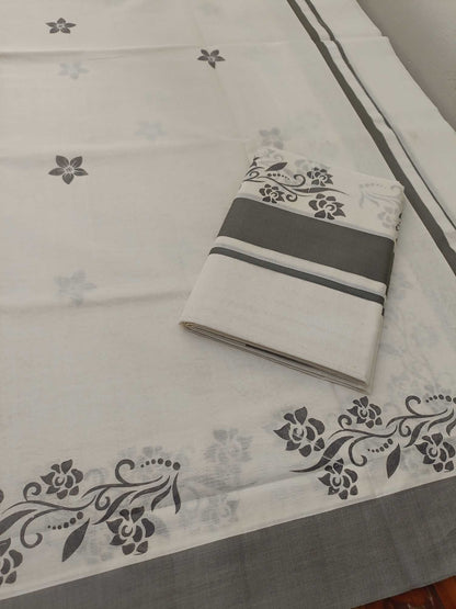 Balaramapuram Printed Set-Mundu for Women