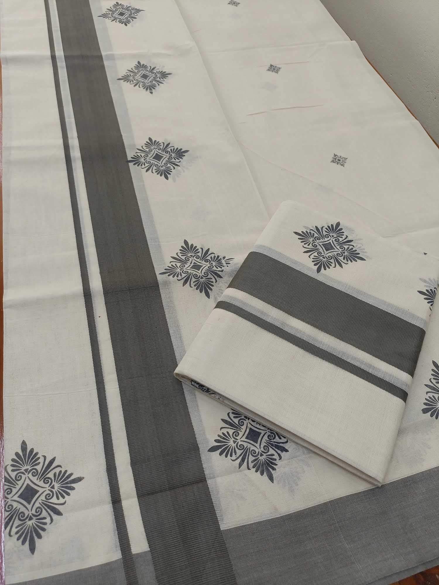 Balaramapuram Printed Set-Mundu for Women
