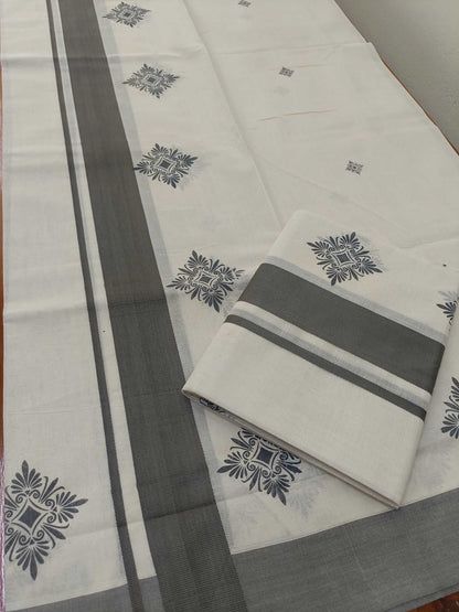 Balaramapuram Printed Set-Mundu for Women