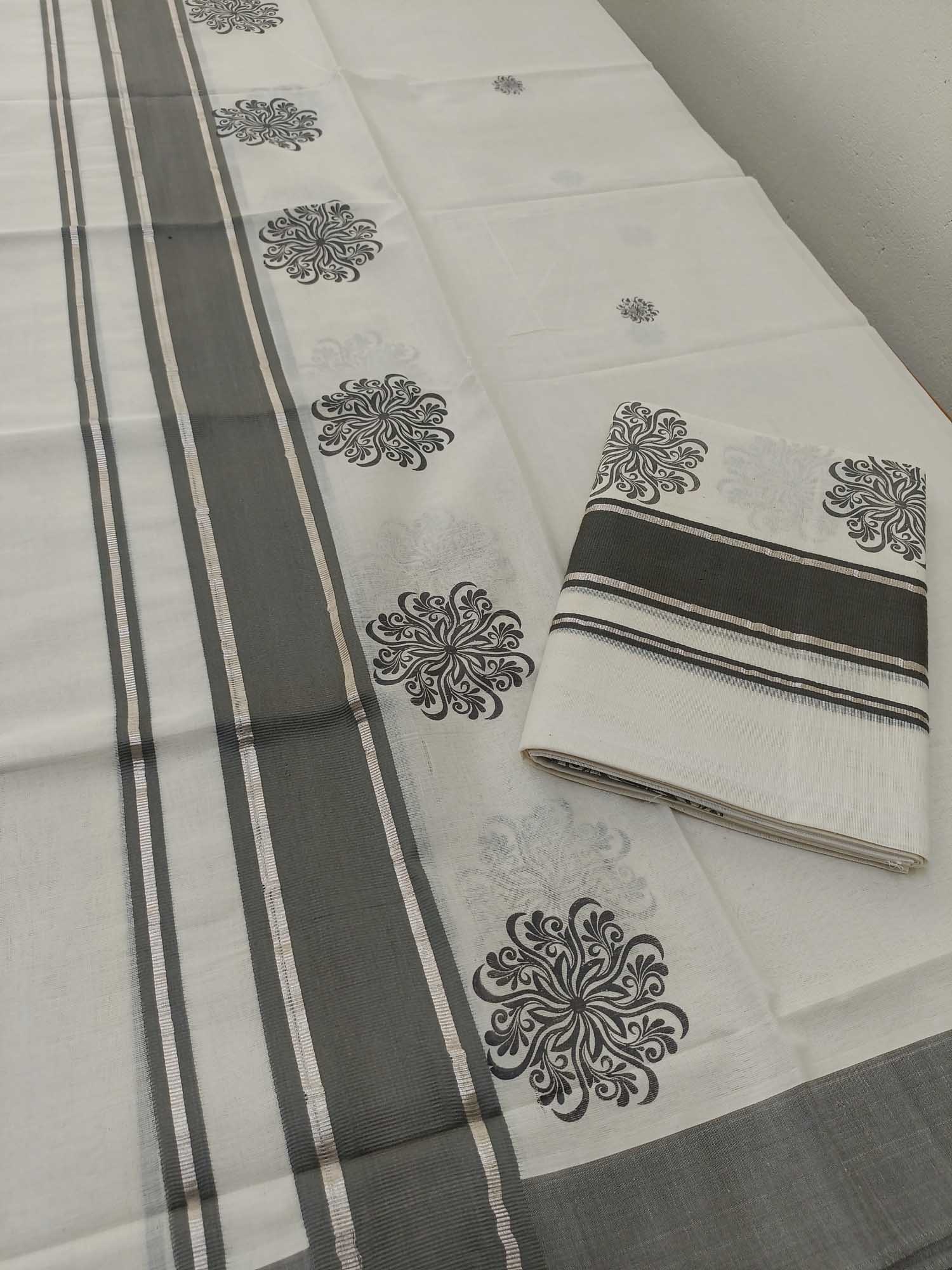 Balaramapuram Printed Set-Mundu for Women