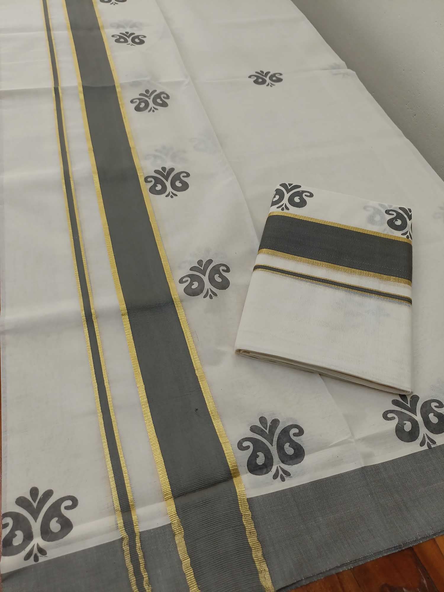 Balaramapuram Printed Set-Mundu for Women