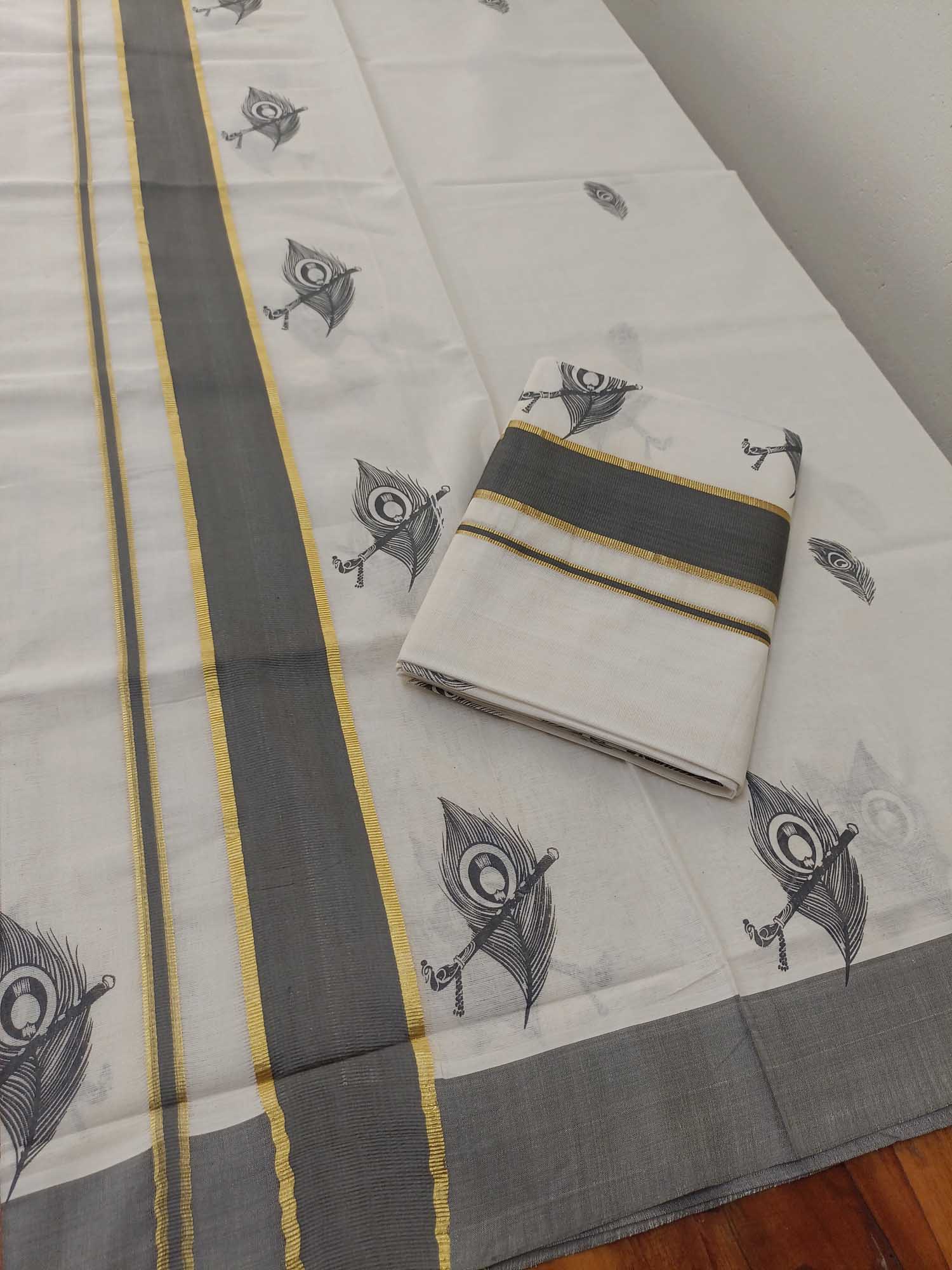 Balaramapuram Printed Set-Mundu for Women