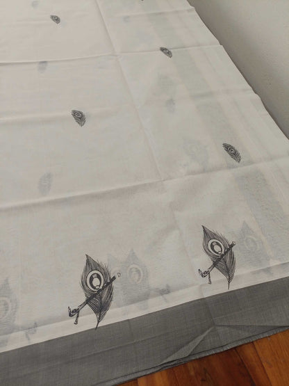 Balaramapuram Printed Set-Mundu for Women