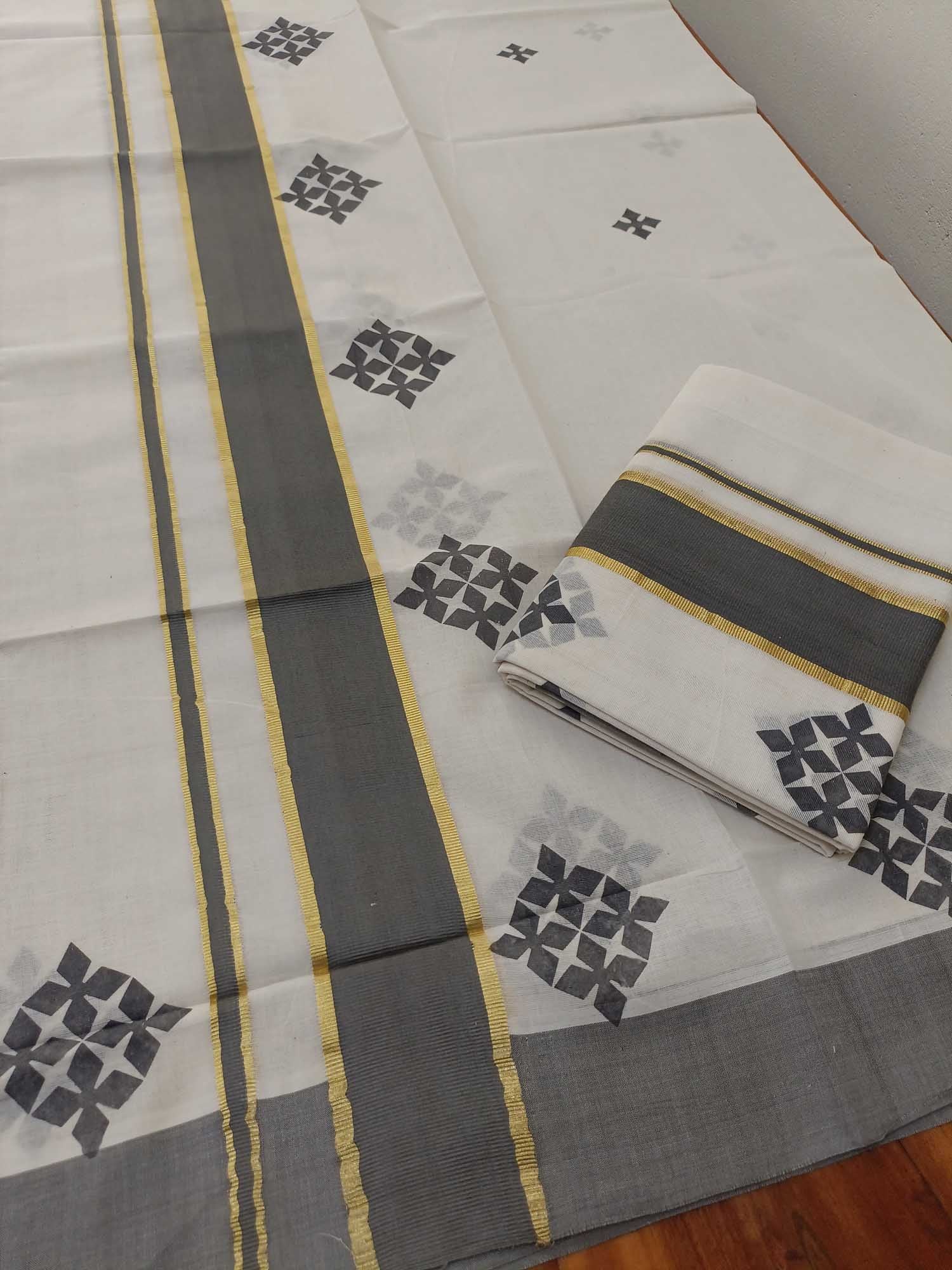 Balaramapuram Printed Set-Mundu for Women