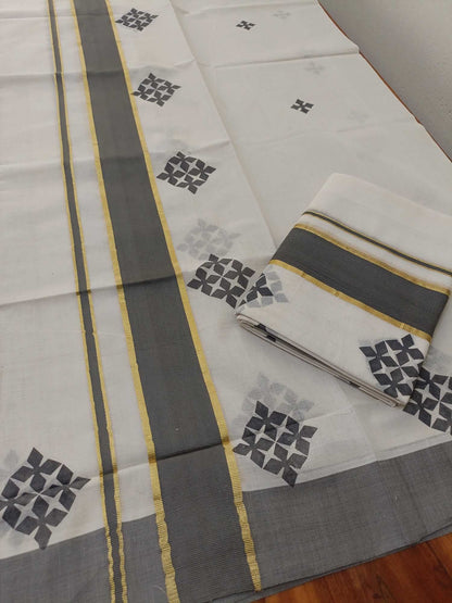 Balaramapuram Printed Set-Mundu for Women