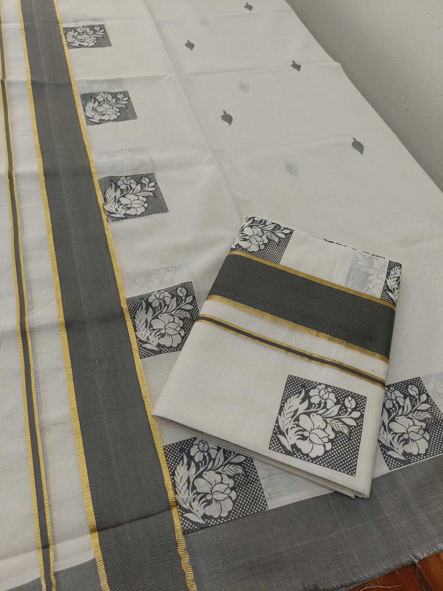 Balaramapuram Printed Set-Mundu for Women