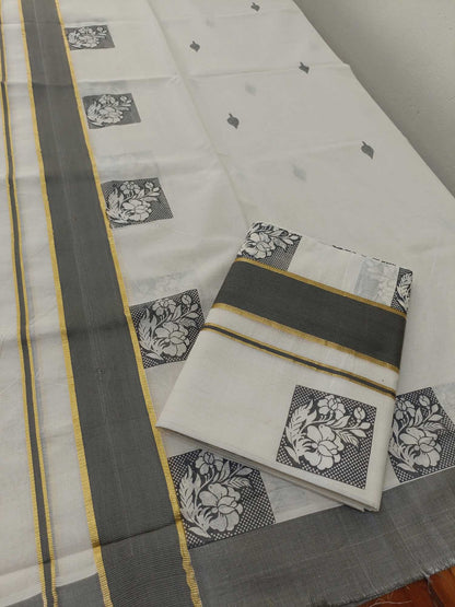 Balaramapuram Printed Set-Mundu for Women