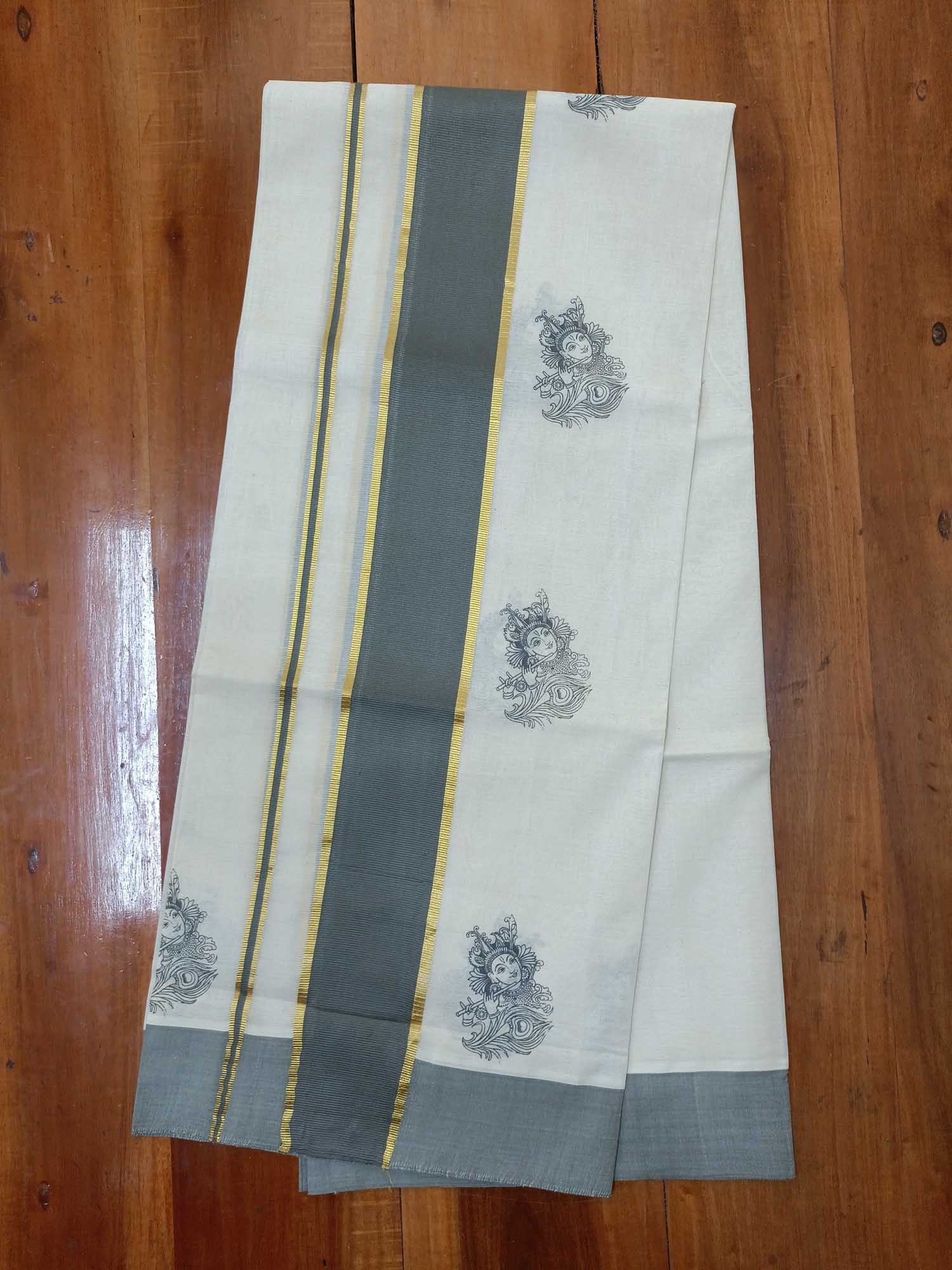 Balaramapuram Printed Set-Mundu for Women