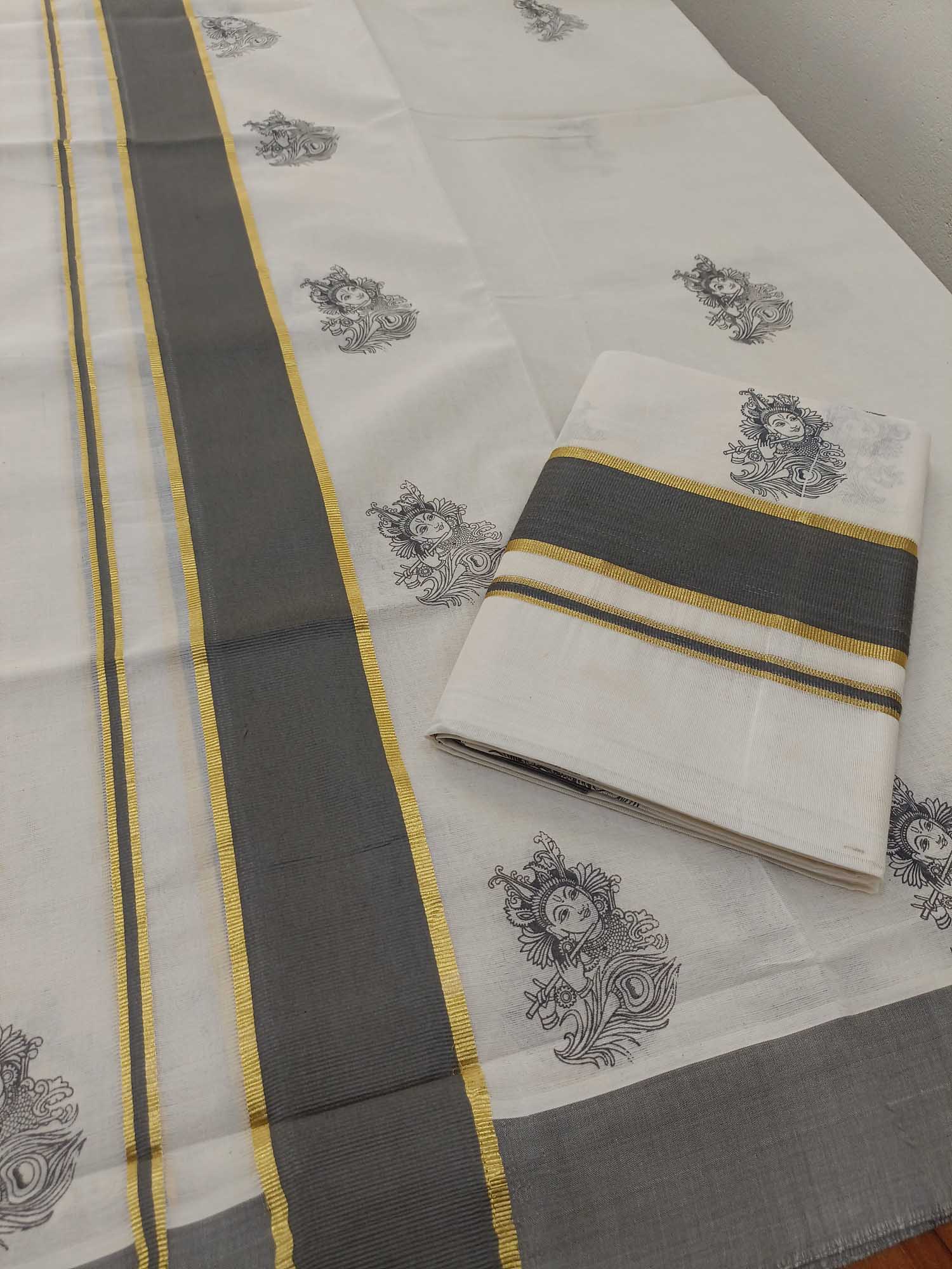 Balaramapuram Printed Set-Mundu for Women