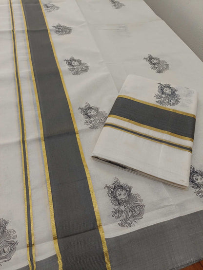 Balaramapuram Printed Set-Mundu for Women