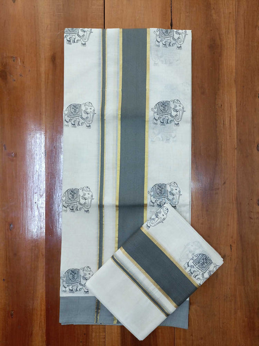 Balaramapuram Printed Set-Mundu for Women