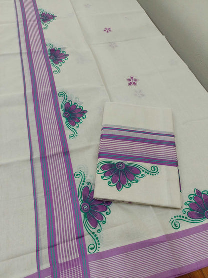 Balaramapuram Printed Set-Mundu for Women