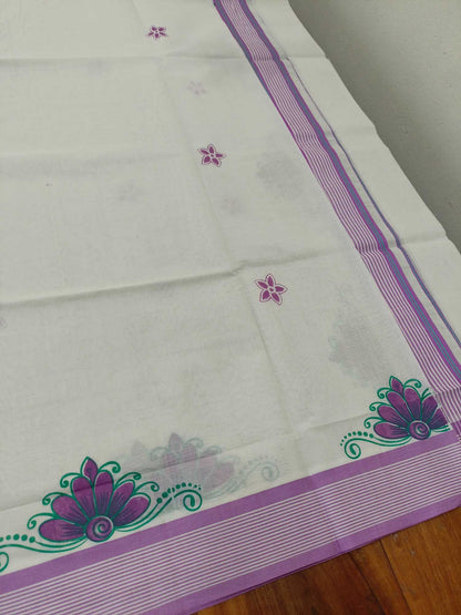 Balaramapuram Printed Set-Mundu for Women