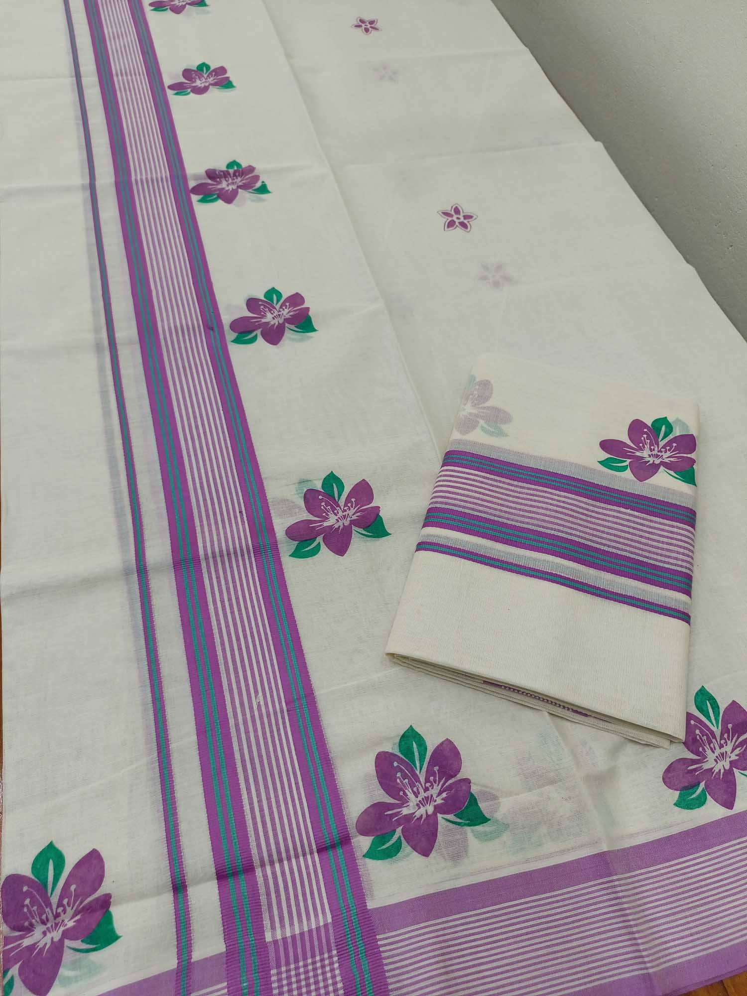 Balaramapuram Printed Set-Mundu for Women