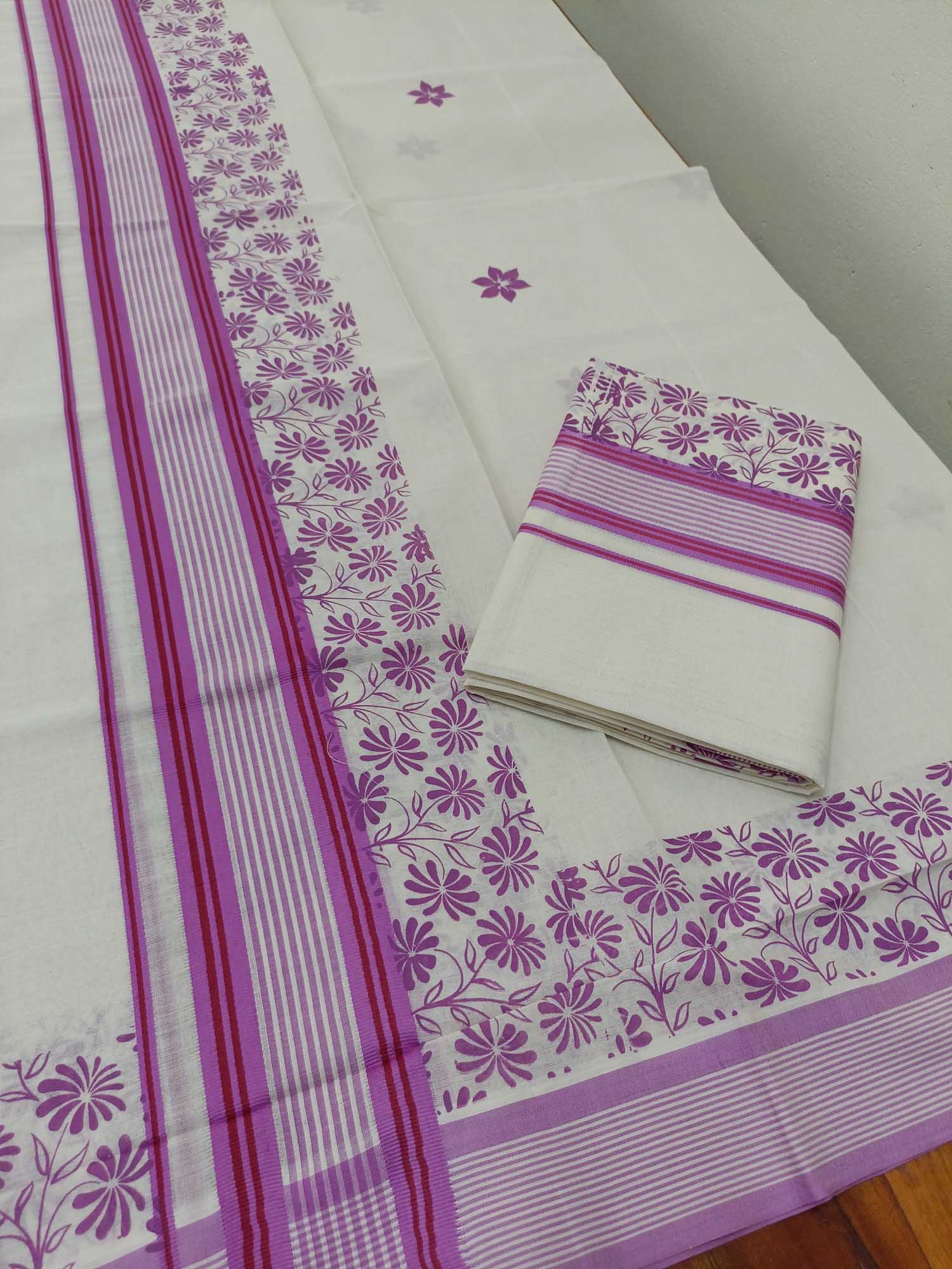 Balaramapuram Printed Set-Mundu for Women
