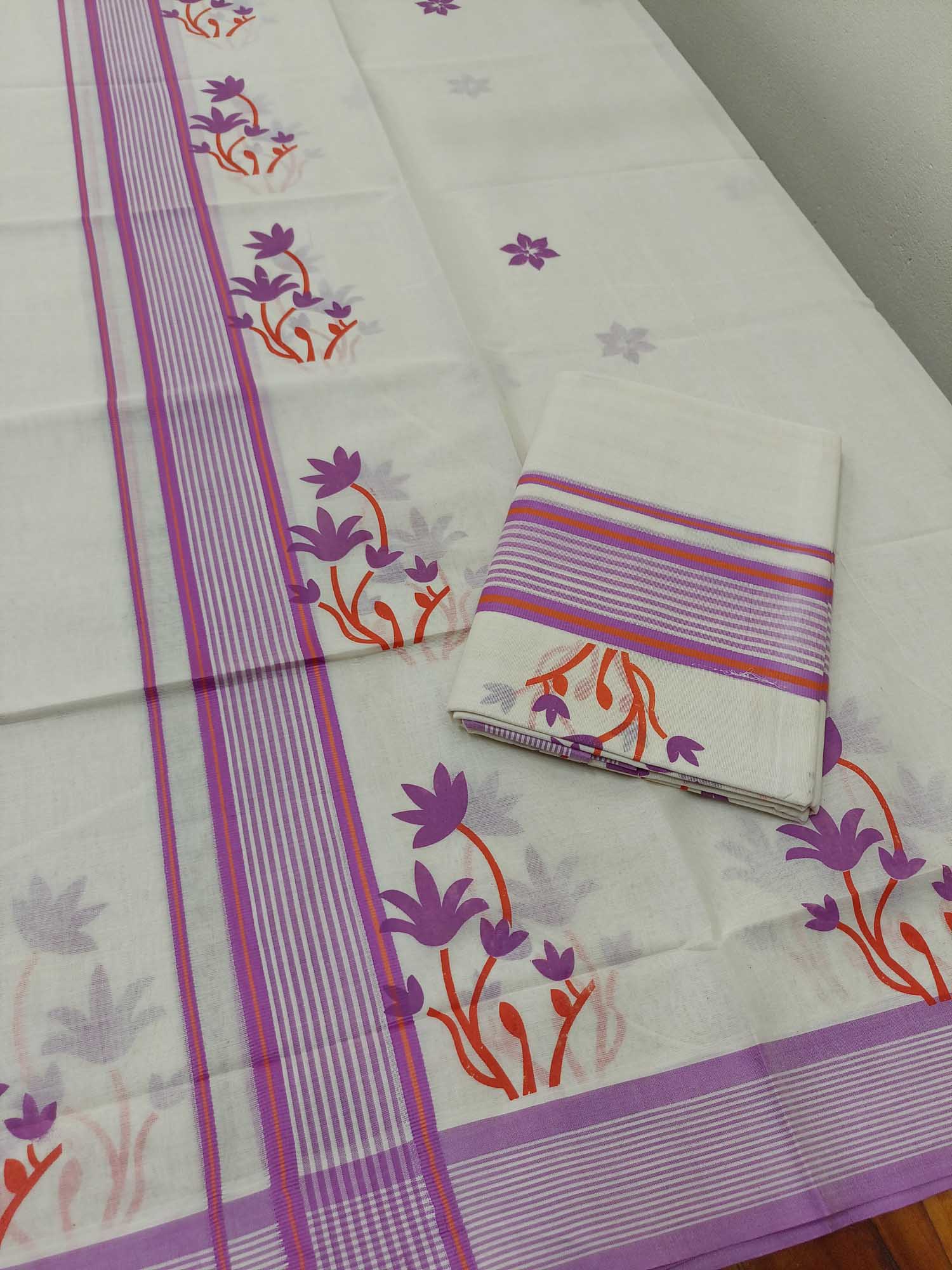 Balaramapuram Printed Set-Mundu for Women