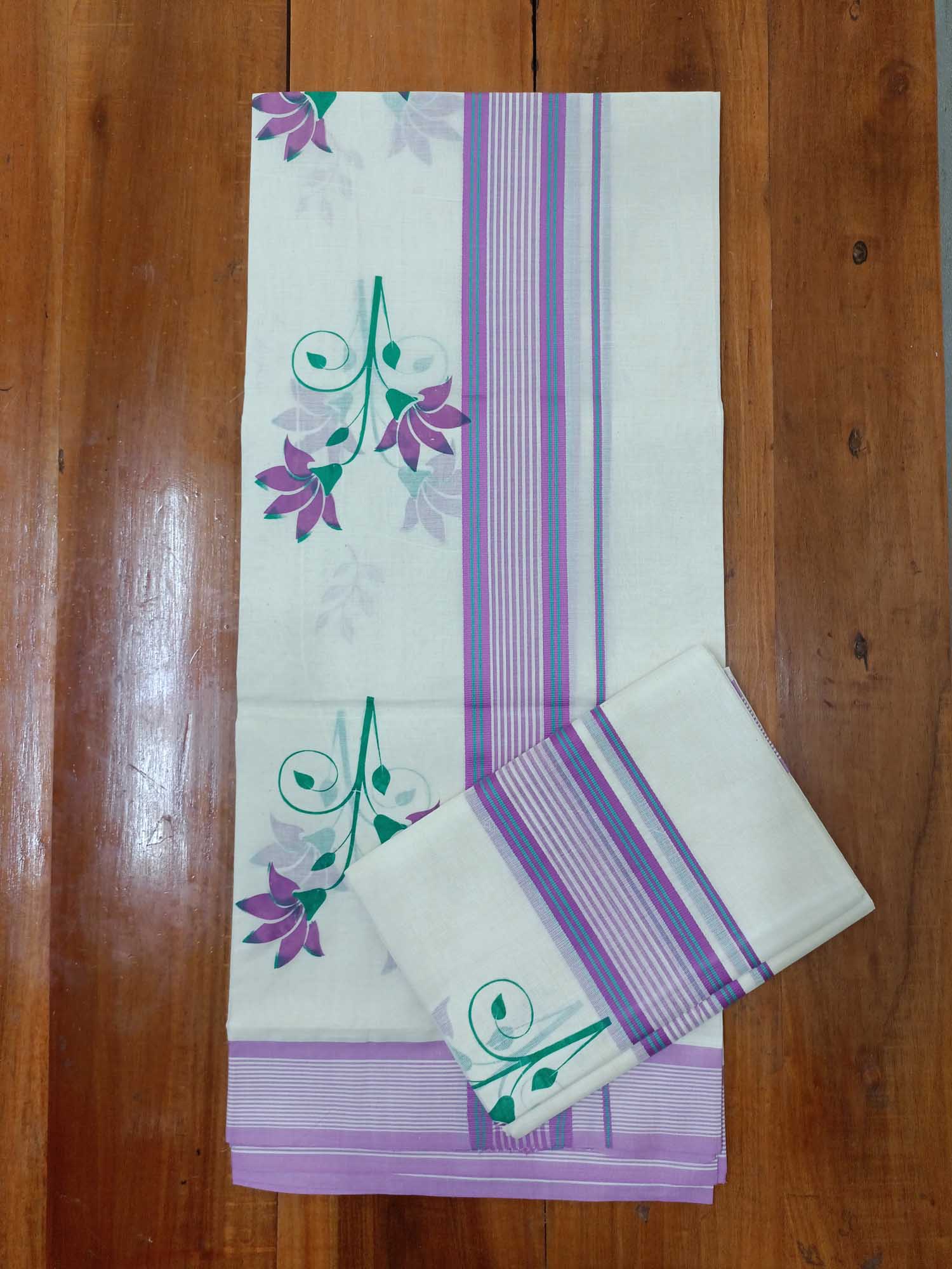 Balaramapuram Printed Set-Mundu for Women